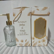GLASS SOAP PUMP BOTTLE IN IVORY BOX CUSTOM NAME