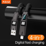 PZOZ 4 in 1 60W PD USB C Cable Digital Display Fast Charging For iPhone 15 14 13 Pro Max Xiaomi Samsung Huawei MacBook iPad USB Type C Cord Charger