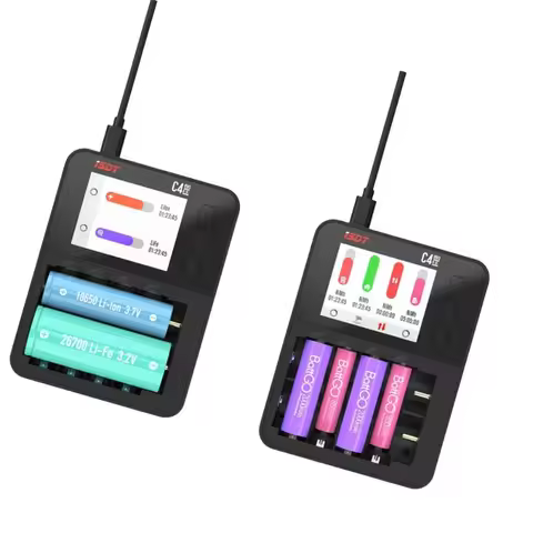 ISDT C4 EVO Smart Battery Charger Type-C QC3.0 Output for AA AAA Li-ion IPS Display Screen and Fire 