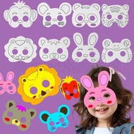 Hand Drawn Mask - Graffiti Art Crafts - White Paper Card - Cartoon, Animal, Creative - Children Puzzle Toys - DIY Art Materials - Kids Birthday Presents