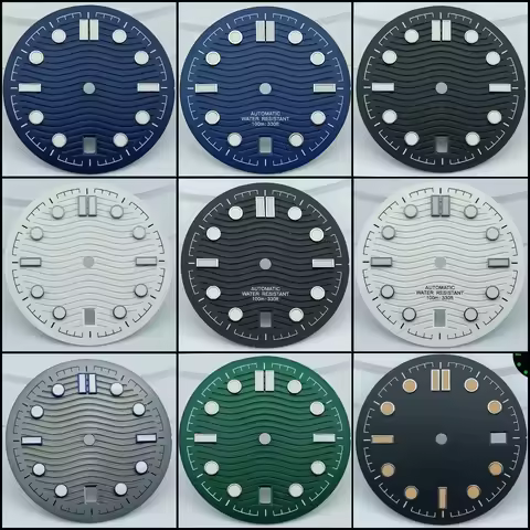 31.7mm Watch Dial For Seamaster 300 Series NH35A NH36 Movement 6 O‘clock Date C3 Green Luminous Mech