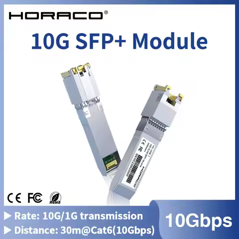 HORACO 10G SFP+ Module 10GbE Copper SFP Modules Optical Port Turn to RJ45 Ethernet Port Gigabit 1000