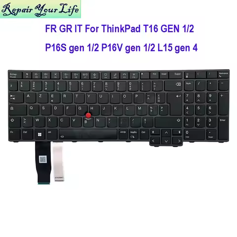 Italian German French AZERTY Keyboard Backlit For Lenovo ThinkPad P16v P16s T16 Gen 1 2 L15 Gen4 21H