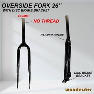 MTB OVERSIDE FORK 26" CALIPER BRAKE WITH DISC BRAKE BRACKET /BASIKAL GARPU 26'' OVERSIDE UNTUK BASIK