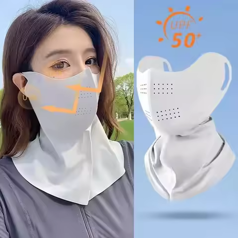 Ladies And Men's Summer Full Face Hyaluronic Acid Sunscreen Mask UPF 500+UV Protection Breathable Ic
