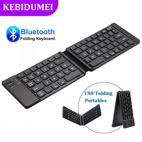 Bluetooth Keyboard Dual Folding Keyboard Foldable Mini Keyboard Rechargeable Keyboard For Laptop Tab