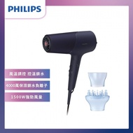 【Philips 飛利浦】沙龍級護髮負離子吹風機-霧藍黑（BHD518/01）