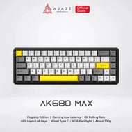 AJAZ AK680 MAX MAGNETIC GRAIN WIRED KEYBOARD 3 MODES BLUETOOTH, WIRELESS, WIRED (YELLOW SWTICH) BLAC