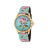 Gucci G-Timeless Aqua Floral Print Dial Ladies Leather Watch YA1264085