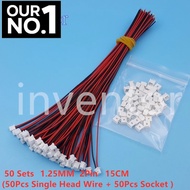 50 Sets 2Pin Single End Micro JST Pitch 1.25mm 15cm 28AWG Wire To Board Connector