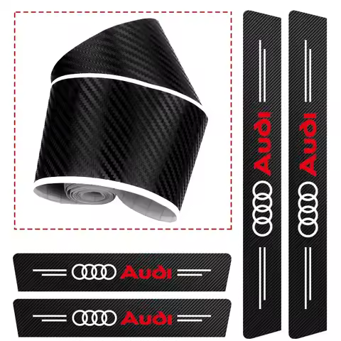 Car Door Sill Trunk Scuff Plate Decor Carbon Fiber Stickers For Audi A2 B7 B6 C8 TT Sline A3 8L 8P A