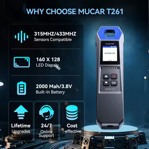 MUCAR T261 Automotive TPMS Sensor Activator 315MHz+433MHz Car Tire Pressure Monitoring System Progra