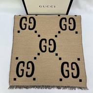 GUCCI 全新厚款雙色羊毛桑蠶絲圍巾