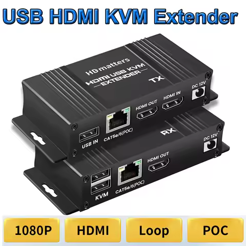 USB HDMI KVM extender splitter over Ethernet 1080P 4K 60Hz Extender HDMI USB KVM Extender splitter H