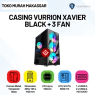 Vurrion XAVIER BLACK PC CASING - ATX, TEMPERED GLASS + 3 GAMING FAN / CASE18-VUR