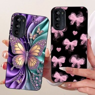 For Motorola Moto G52 Case XT2221-1 XT2221-2 Fashion Butterfly Soft Black Silicone Cover For Moto G8