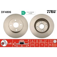 TRW FRONT Disc Brake Rotor DF4806 for Perodua Alza New 2013~ Toyota Vios NCP93 NCP150 J/E Spec Prius