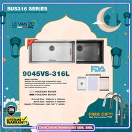 LEVANZO SUS316 HANDMADE SINK SINGLE 1.2mm [900x450x240mm] - SS (9045VS-316L)