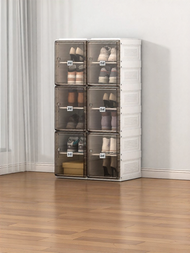 ชั้นวางรองเท้าพลาสติกพับได้ Antbox ไม่ต้องติดตั้ง ชั้นวางรองเท้าบูทสั้น ใส่ในบ้าน ชั้นวางรองเท้าแบบโ