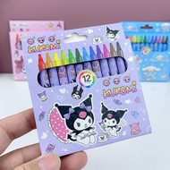 12Pcs Kuromi Crayon Melody Student Crayon Cinnamoroll Crayon Spiderman Crayon