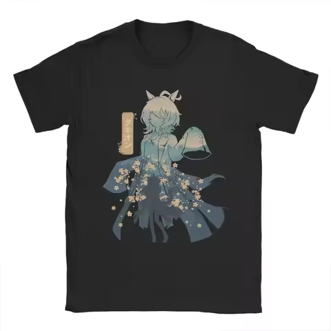 Men's Agnes Tachyon Uma Musume Anime T Shirts 100% Cotton Clothing Creative Short Sleeve Crewneck Te