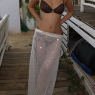 Sparkling glitter lace-up skirt