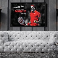 Roger Federer Motivating Quote Poster Tennis Canvas Wall Art Print Portrait Decoration Sport Art Cua