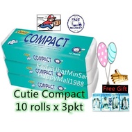 Cutie Compact Toilet Tissue 10 Rolls x 3 / Free 1 pack Premier Tissue Paper