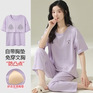 High-quality pajamas) A variety of pajamas with chest pads womens spring and summer thin cotton shor