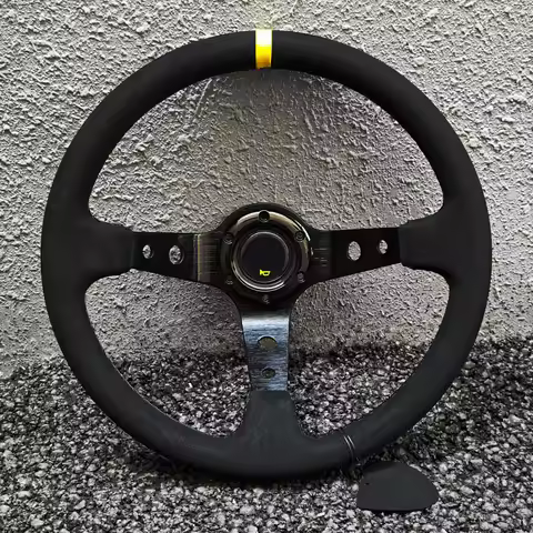 Suede Leather Sports Steering Wheel JDM Racing Car Deep Steering Wheel PC-ST03
