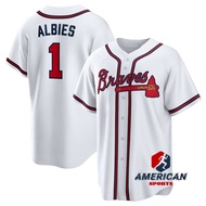 Men's MLB Atlanta Braves Ozzie Albies Red Baseball Jersey