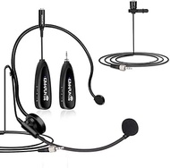 KIMAFUN Wireless Microphone System, 2.4G Wireless Headset and Lavalier Lapel Microphones for iPhone, Android Phone, Laptop and Speaker, Designed for Teaching, Recording, Vlog, Broadcast, G102-3