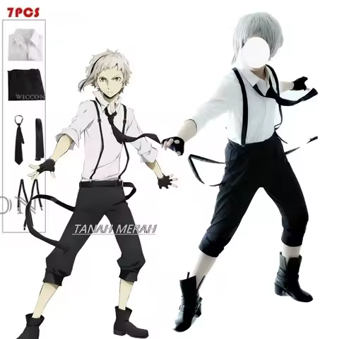 BSD Atsushi Nakajima Cosplay Costumes Shirts Pants Set Anime Cosplay Uniform Wig Halloween Christmas