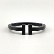 【二手】TIFFANY&Co. T型方形不銹鋼PVD塗層手鐲，黑色