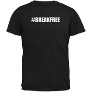 Causal Wear Break Free Hashtag Black Cotton T-Shirt