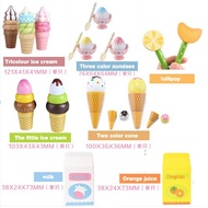 🍧🍨Wooden imitation children play house kitchen toy Popsicle strawberry ice cream dessert toy watch wooden toy house wine toy