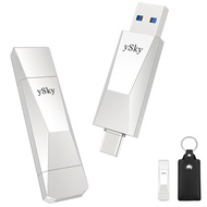 256GB USB 3.2 SSD Solid State Flash Drive,500MB/s High Speed 2-in-1 USB C+ USB A 3.2 Gen2 Thumb Driv