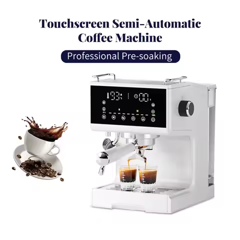 Touchscreen Coffee Machine Espresso Maker ULKA Pump 15Bar 1350W 58MM Portafilter 1.6L Water Tank Ins