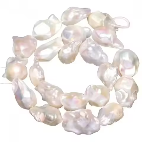 SilverTree 20-30mm Cultured Baroque Freshwater Pearl Beads Natural White Original Large Baroque Kesh