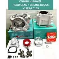 COMBO HIPOWER  HEAD GEN2 + ENGINE BLOCK Y15ZR/LC135 SUPERHEAD 23/26 24/27 25/28 26/29 BLOCK SLIP+8MM