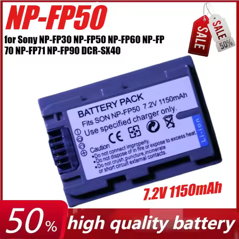 7.2V 1150mAh NPFP50 NP-FP50 Battery for Sony NP-FP30 NP-FP50 NP-FP60 NP-FP70 NP-FP71 NP-FP90 DCR-SX4