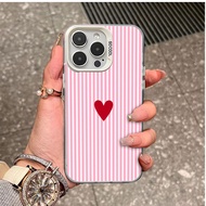 Red heart shape on pink striped background Case for OPPO A60 A18 A37 A57 A36 A17 A96 A53 A3S A95 A15