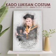Kado Foto sketsa wajah Custom ( 1HARI JADI) Gratis Frame Buat kado wisuda Ulangtahun pacar kado anni