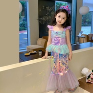 Shimmering Kids Mermaid Dress Ariel Costume Cartoon Disney Birthday Halloween Princess Birthday Part