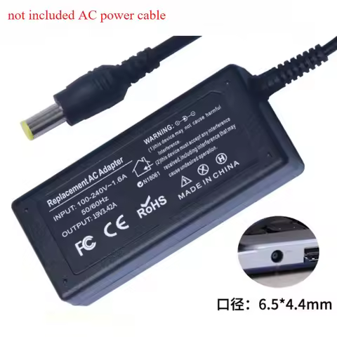 19V 3.42A 6.5*4.4mm 65W Laptop AC Power Adapter Cable Charger for LG Monitor C500 A380 R380 R410 R51
