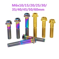 Titanium alloy bolt GR5 flange head inside and outside hex head M6x10/15/20/25/30/35/40/45/50/60mm hex flange head motorcycle modification