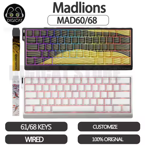 Madlion Mad 60He Magnetic Switch Mechanical Keyboard MAD68 Wired Keyboard Hot Swap Mad60he Custom Es