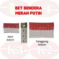 MERAH Red and white embroidered flag bet - 2x3cm and 3x5cm