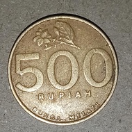 uang koin 500 melati kecil tahun 2000 berbahan kuningan isi ( 30 pcs ) perplastik