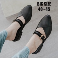 Sepatu Sandal Wanita ukuran besar jumbo BIG SIZE 41 42 43 44 45  Sandal Bustong heels Black sendal f